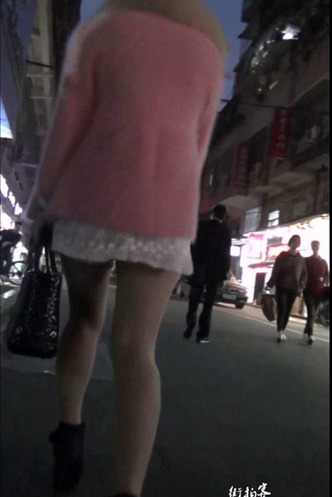 [街拍客视频]jx0613 性感高跟超短白裙肉丝美女